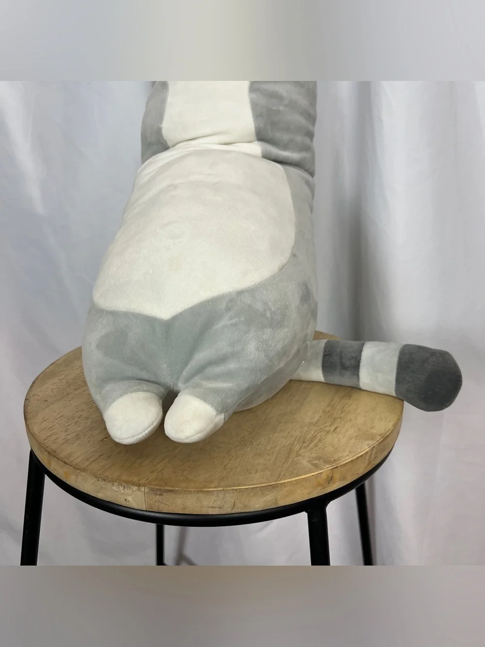 Grey Long Cat Winged Lightning Bolt Plush Body Pillow